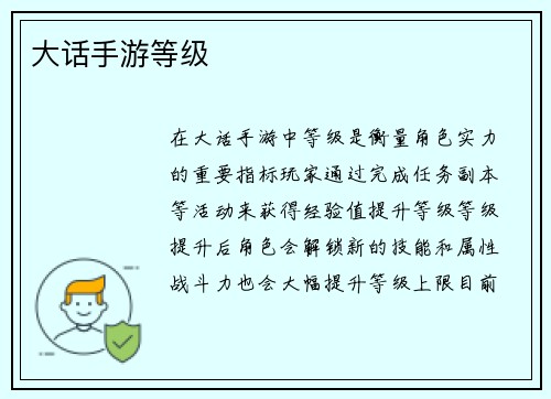 大话手游等级